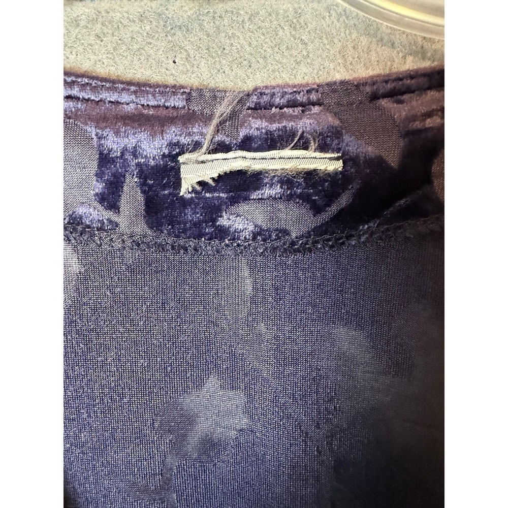 Vintage 8 Petite Navy Blue Burnout Velvet Floral Jacket Design Studio Spiegel - Picture 12 of 16